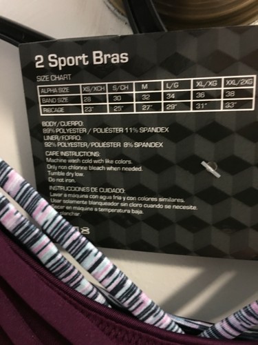 BRAND NEW GIRL'S SIZE MEDIUM ATHLETIC WORKS 2 PACK SPORTS BRAS BAND SIZE 32 - Picture 7 of 7