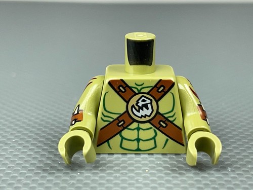 LEGO Olive Green Orc Minifigure Torso Bare Chest Brown Crossbelts Skull Clasp - Picture 6 of 6