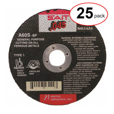 Sait 23101 4-1/2'' x .045'' x 7/8'' A60S Metal Cut-Off Wheel (25Pack)