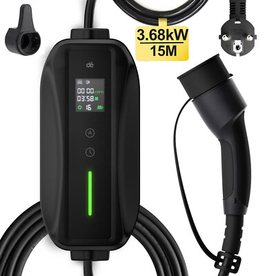 Ladekabel Typ 2 Schuko 3,68 kW, 16A, 15M Ladekabel Elektroauto, Mobile Wallbox