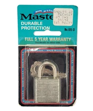 Vintage Master Lock No.105-D Laminated Steel Padlock 1-1/8" Keyed USA NOS