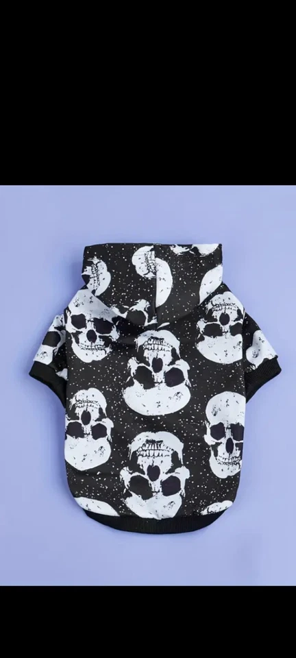 Small Breeds Dog/Pet Skull Pattern Hoodie Sweater - Imagem 2 de 4