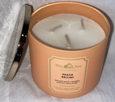 Bath & Body Works 3 Wick Scented Candle PEACH BELLINI 14.5 oz | eBay