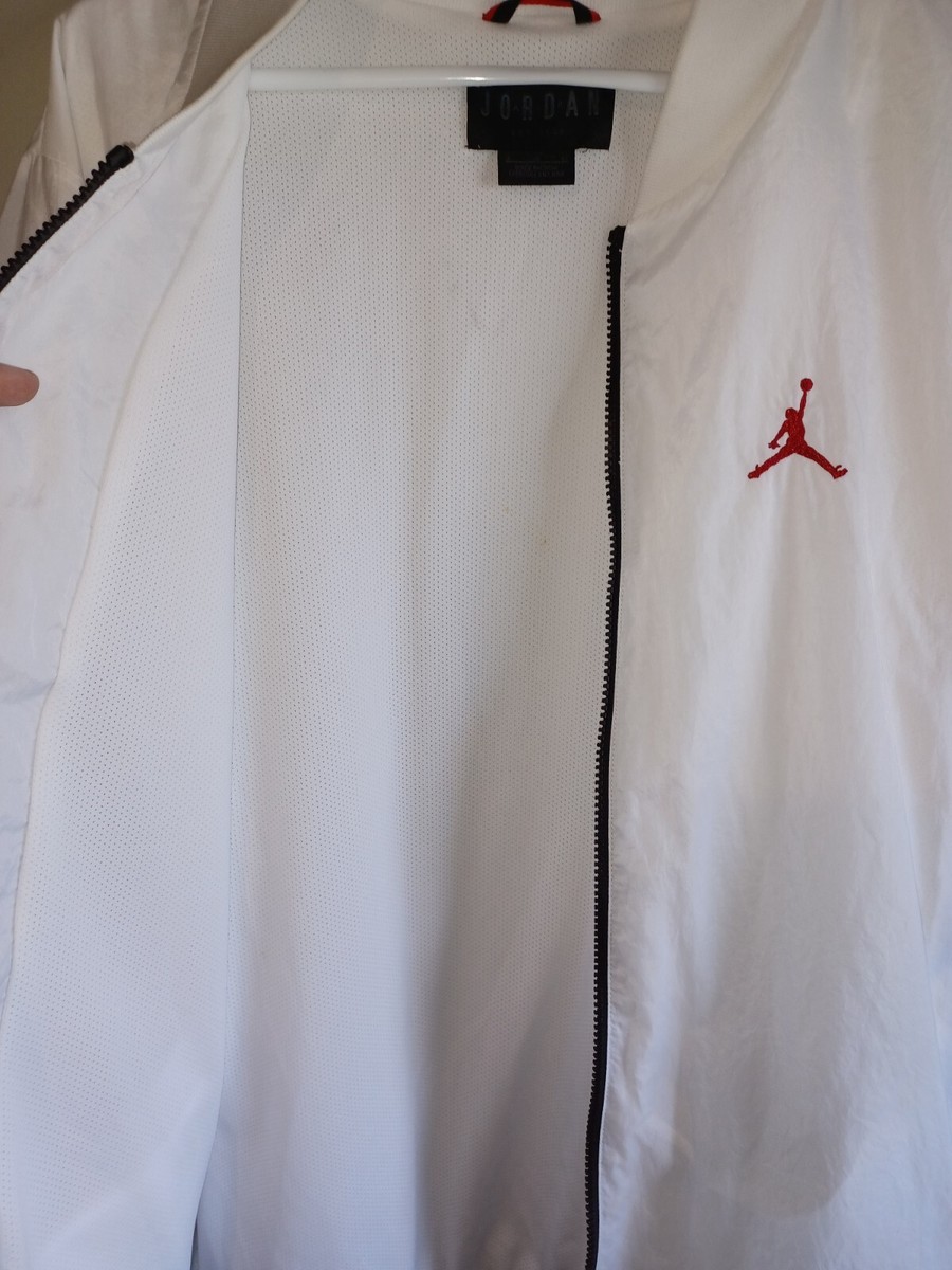 Michael Jordan Brand Size L White Nylon Jacket W/ Red And Michael Jordan Brand Size L White Nylon Jacket W/ Red And