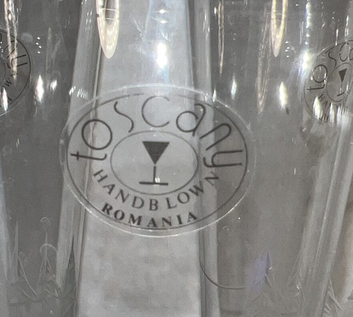Toscany Crystal Etched Pilsner Glass Handblown Romania Set of 3 Pristine! - Picture 2 of 6