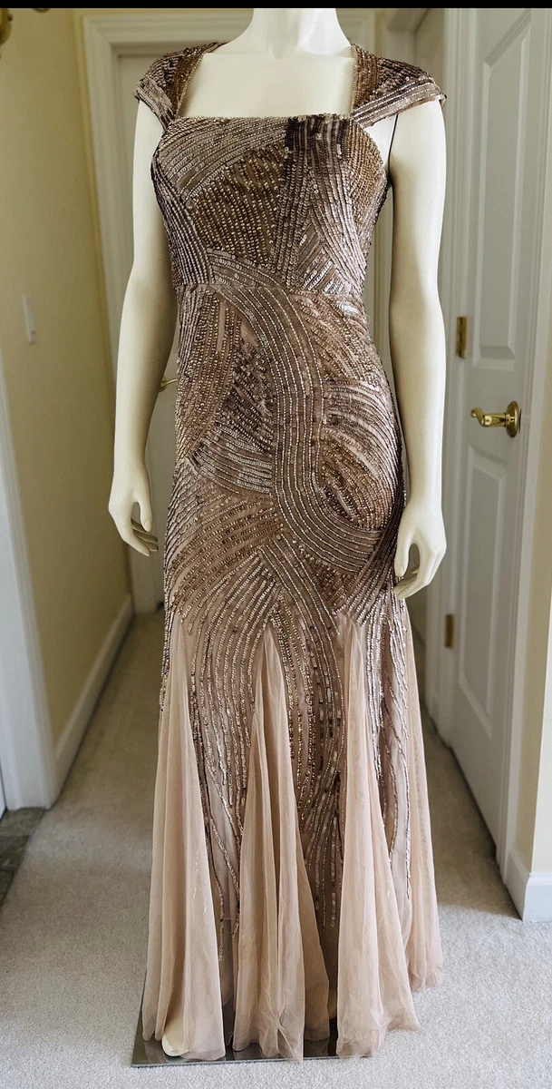 Adrianna papell sequin cap sleeve cheap gown