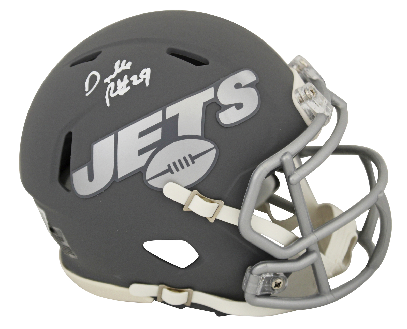 Darrelle Revis Autographed Signed New York Jets Jets Authentic Slate Speed Mini Helmet BAS Witnessed 