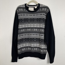 Original Weatherproof Vintage Sweater Men's Large Fair Isle Black Holiday Jumper