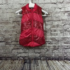 Self Esteem Vest Girls Size Small Pink Zipper Front Puffer Sequin Sleeveless