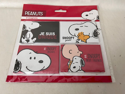 Peanuts Snoopy Magnets 4 Pk 3'' x 2''  Best Friends Woodstock & Charlie Brown NEW!
