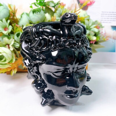 1pc 5.1'' Natural crystal Medusa skull Obsidian skulls carving Healing Home decor