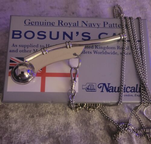 Bosun's Call Whistle Chromed Royal Navy Presented To Max Carruthers - Picture 1 of 6