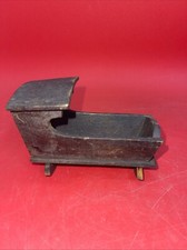 Antique Wood Doll Cradle with Hood, Old Black...