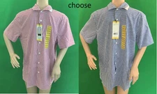 PERRY ELLIS PORTFOLIO red or blue checks button front short sleeve woven Shirt