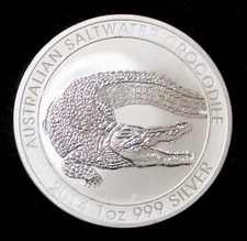 2014 P SILVER AUSTRALIA $1 SALTWATER CROCODILE 1 OZ COIN