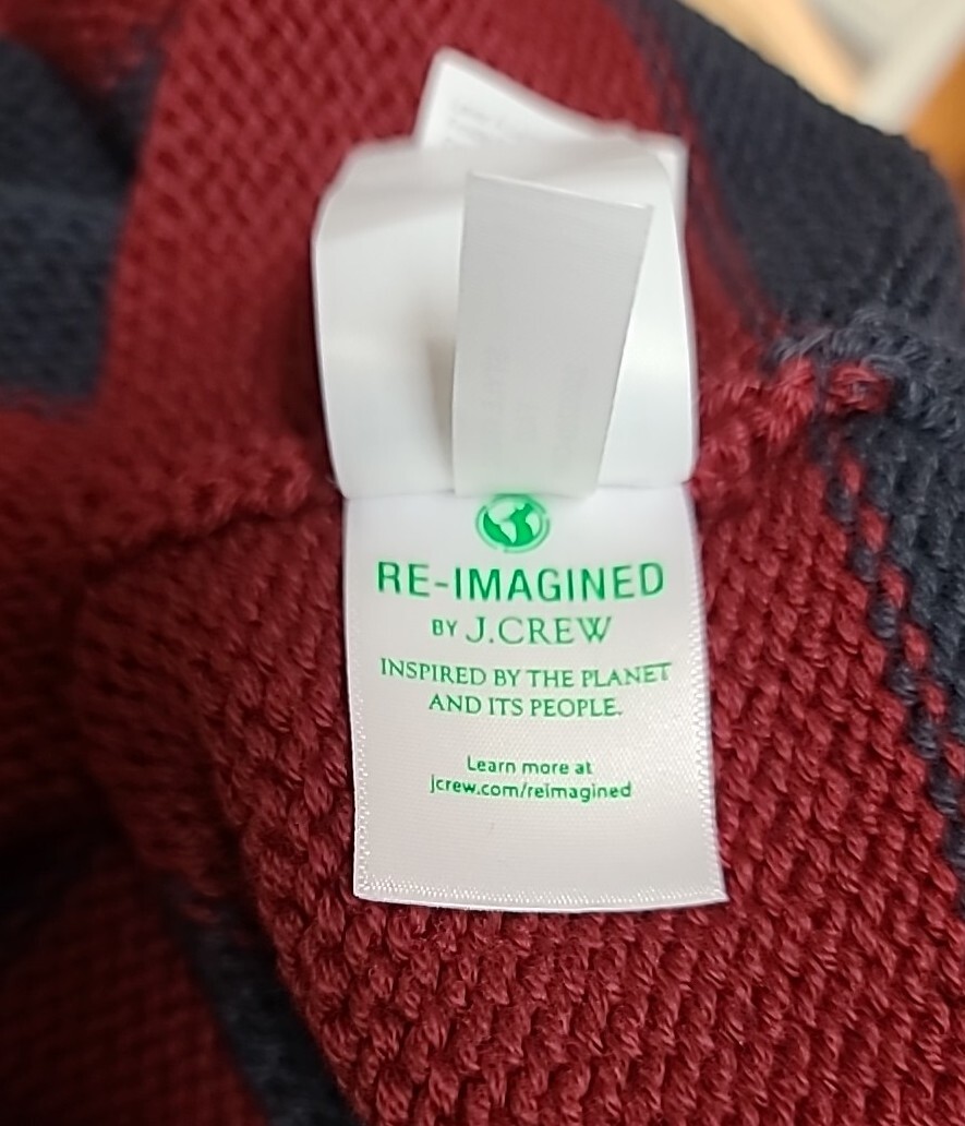 J.CREW Heritage Rollneck Men's Sweater in Navy Blue Stripe 100 Cotton