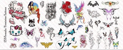 1/6 Scale Custom Tattoos for Action Figures: Female / Feminine Waterslide Decals
