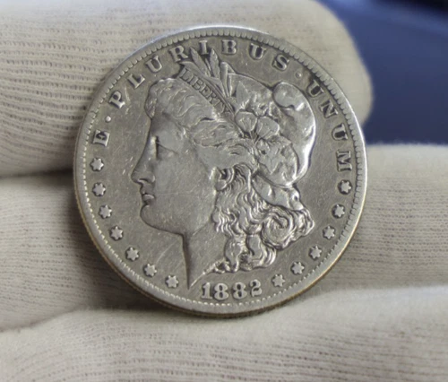 1882 S US Morgan Silver Dollar $1 VF (Cleaned)