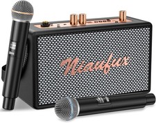 Karaoke Machine, Retro-Design Speaker with 2 Wireless Microphones for Adults ...