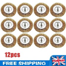 Image of 12Pcs 4" Flat Wire Wheel Brush 1/4" Shank Drill Rotary Tool Paint Rust Removal👍