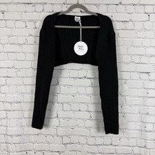 Princess Polly Aytan Bolero Jumper Cardi Sweater Black Cropped Knit Women 16 NWT