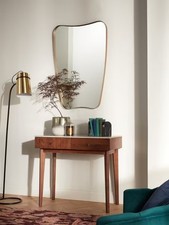 John Lewis Mid-Century Curved Metal Wall Mirror 96 x 65cm Antique Brass [Marked]