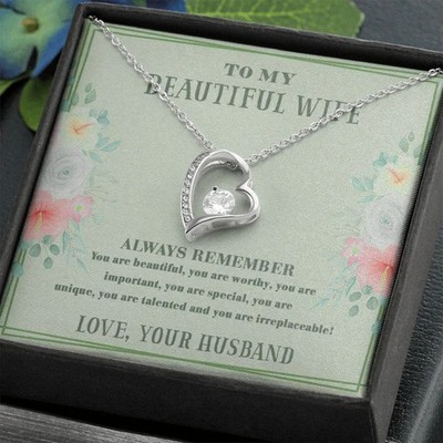 To My Beautiful Wife Necklace From Husband, Birthday, Anniversary Gift Ideas