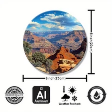 Grand Canyon Retro Round Metal Wall Art Landscape Print
