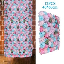 12Pcs Wedding Artificial Flower Wall Panel Hydrangea Rose Panel for Stage Decor