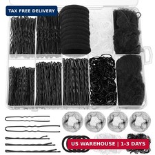 570PCS Black Bobby Pins for Women, Hair Pins Kit with Hair Nets for Buns, 2  2.