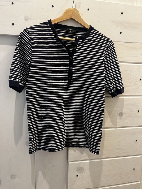J.CREW Women's Slub Cotton Henley T-Shirt In Stripe