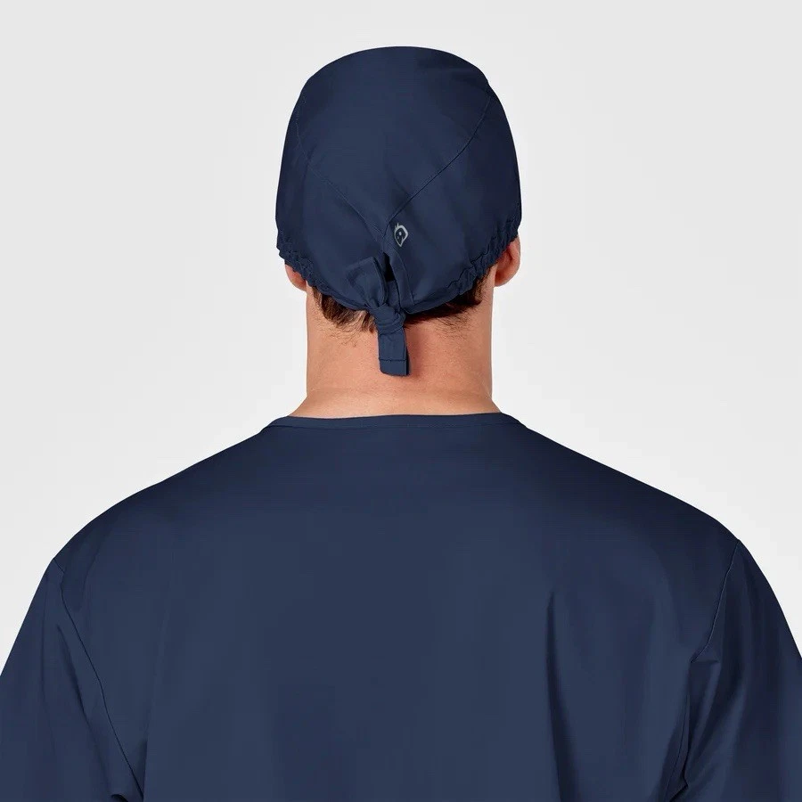 Wonder Work Tie Back Scrub Cap Men Or Women Flexible Fit Motion Stretch-Navy - Image 3 of 4