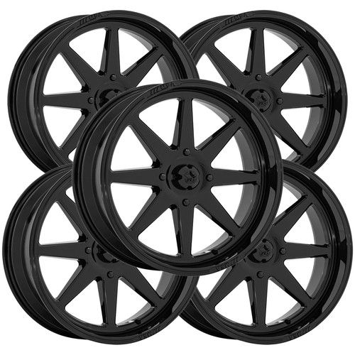 (Set of 5) MSA Off-Road M54 Spark 24x7 5x4.5" +0mm Gloss Black Wheels Rims - Picture 1 of 9