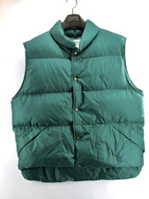 Vintage LL Bean Puffer Vest Mens XL Tall Green Snap Goose Down Insulation