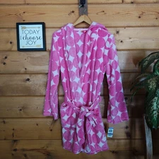 Jenni by Jennifer Moore NWT Bunny Dot Fleece Sherpa Pink Hood Robe Lounge Sz XL