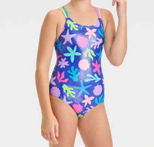 Cat  Jack Girls Swimsuit Size XS 4 /5 NWT Underwater Abstraction One Piece