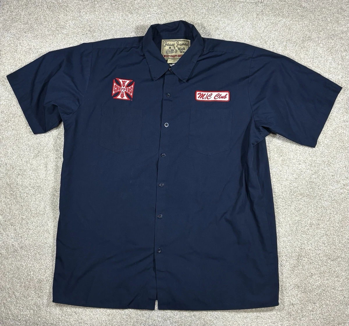 West Coast Choppers Short Sleeve Casual Button-Down Shirts for Men