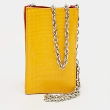 Borsa a tracolla per telefono Kenzo YellowPink Tiger in pelle verniciata goff...