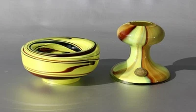 Murano Carlo Moretti 2er Set, Kerzenhalter /  Schale zum Wenden, ~ Vintage - Bild 1 von 4