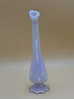 Vtg Fenton Cabbage Rose Unique Pink Iridescent Carnival Milk Glass 8.5" Bud Vase