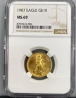 1987 US 1/4ozt Gold $10 Eagle Coin NGC MS69 L24891