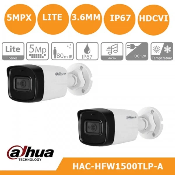 ABM SRLS® TELECAMERA DAHUA 5 MP BULLET AHD 3,6 mm IR LED 1080P HFW1500TL-A