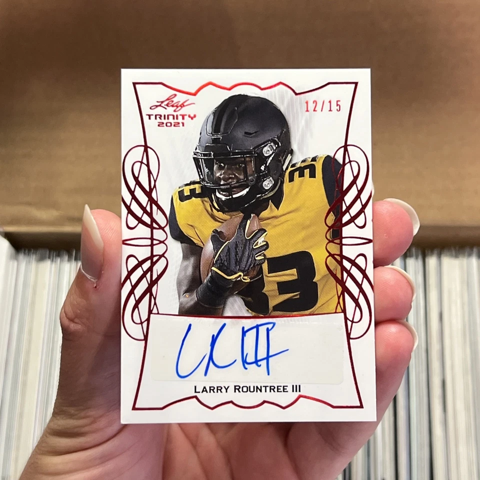 Larry Rountree III 2021 Leaf Trinity Auto Red RC /15 SSP #TPA-LR3 Missouri - Image 3 of 4