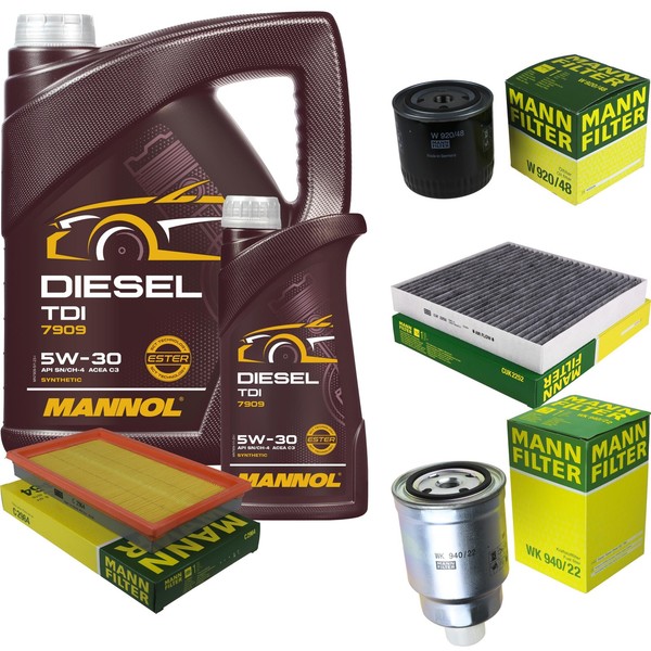 Mann Inspektionspaket 6L Mannol Diesel TDI 5W-30 FüR Nissan X-Trail 2.2 Dci 4X4-image