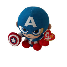 TY Beanie Babies Captain America Plush Stuffed Toy 5" Marvel NWT