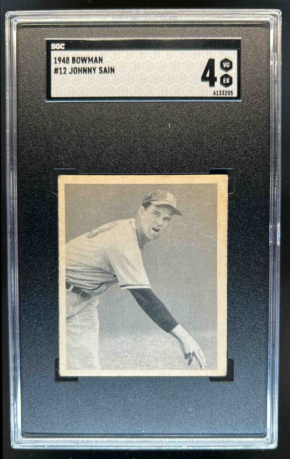 1948 Bowman Johnny Sain Rookie RC #12 Braves SGC 4