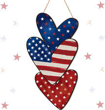 4Th of July Decorations Patriotic Decorations Heart Patriotic Wreath for Front D