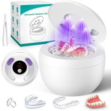 Ultrasonic Retainer Cleaner 45kHz Denture Jewelry Cleaner 200ML White