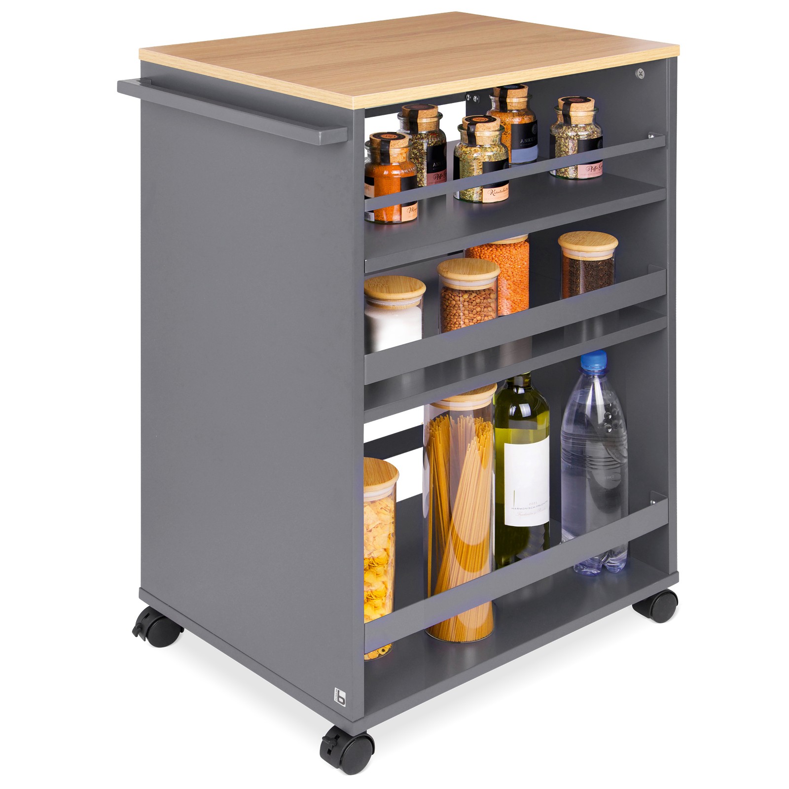 Küchenwagen Allzweckwagen Rollende Lagerwagen mit Griff Servierwagen Etage Bad