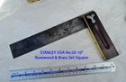 Vintage Rosewood & Brass No:20 10" Set Square by STANLEY USA Old Tool